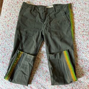 Nili Lotan Cargo Pants Green and Orange with Sporty Stripes